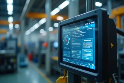 Panel PC robuste utilisé dans une chaîne de production industrielle