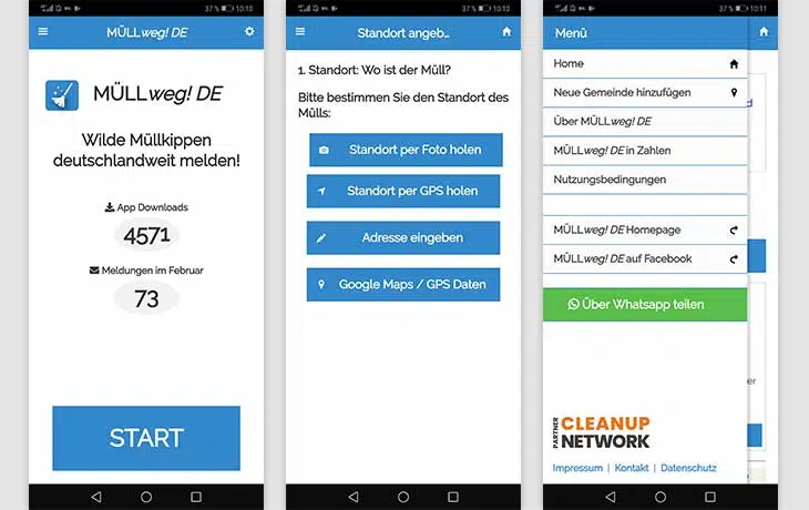 Abfall-Apps: Screenshots Müllweg!