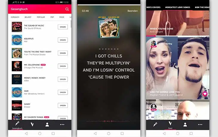 Karaoke Apps: Screenshots Singe Karaoke mit The Voice of Germany