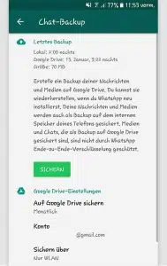 WhatsApp-Backup erstellen: Screenshot Android-Handy