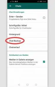 Whatsapp Fotos löschen: Chat-Backup