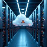 Centre de données moderne avec serveurs et câbles lumineux