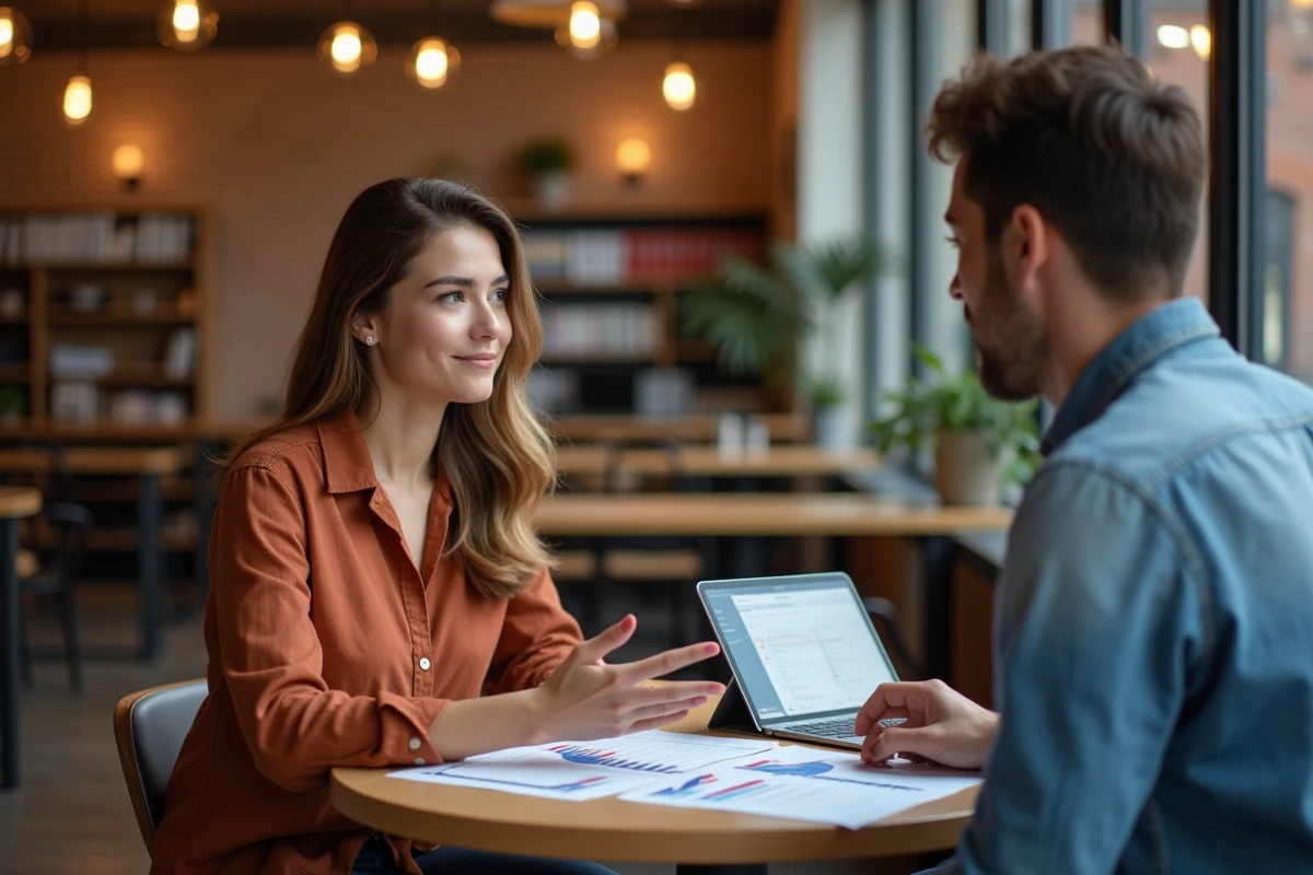 Deux product managers discutant du cadre feature by feature pour prioriser et refuser des demandes de développement