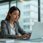 Femme professionnelle analysant des données marketing