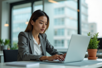 Femme professionnelle analysant des données marketing