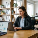 Jeune femme professionnelle au bureau moderne et organisé