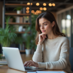 Jeune femme professionnelle analysant des données sur un ordinateur