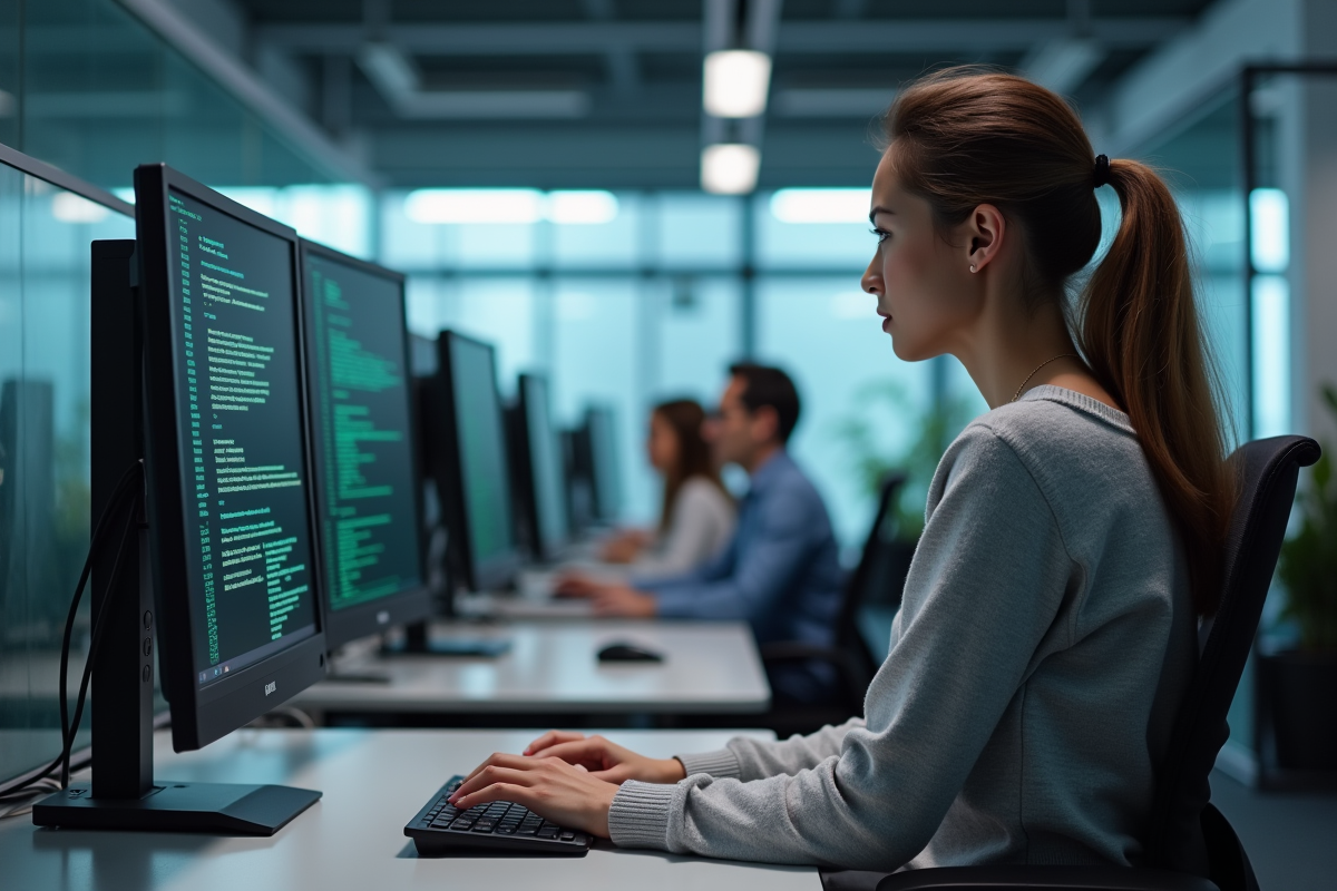 Jeune femme vérifiant la progression d