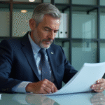 Homme d'affaires en costume dans un bureau moderne