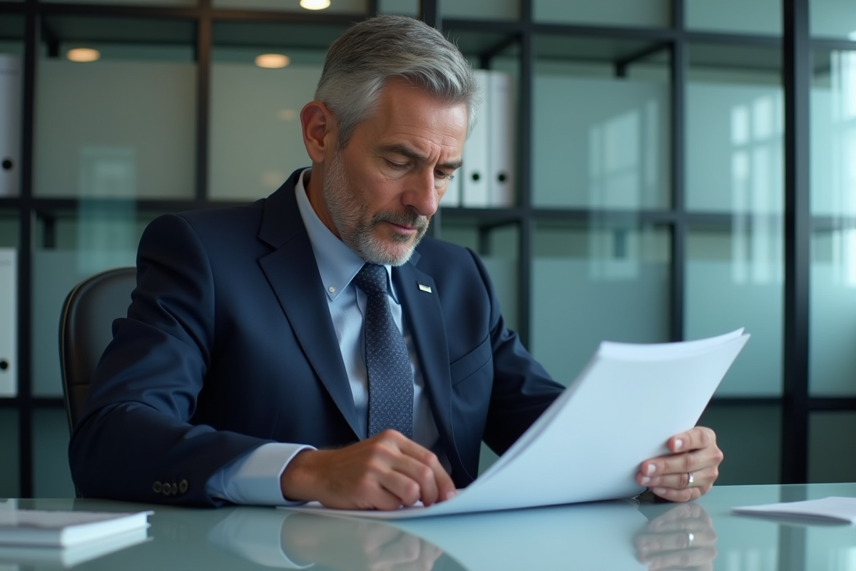 Homme d'affaires en costume dans un bureau moderne