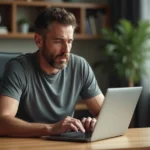 Homme frustré devant une Freebox qui affiche une erreur d'association avec le serveur