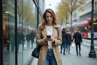 Jeune femme urbaine avec smartphone dans la ville