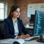 Responsable IT d'une PME tech vérifiant une checklist de conformité pour l'obtention d'un Certificate of Networthiness