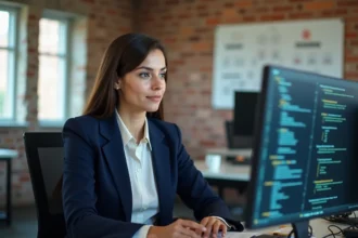 Responsable IT d'une PME tech vérifiant une checklist de conformité pour l'obtention d'un Certificate of Networthiness