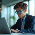 Jeune professionnel en sécurité informatique au bureau