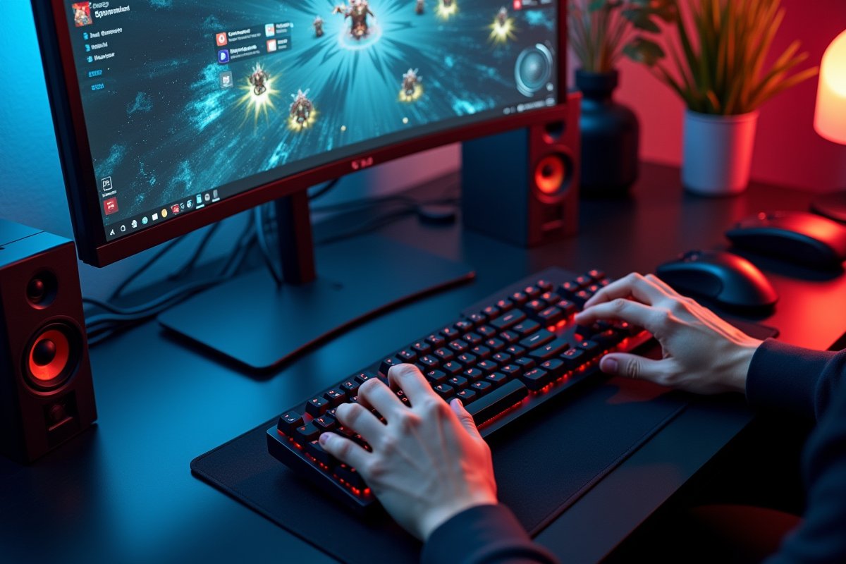 Configuration de bureau minimaliste avec écran de stratégie