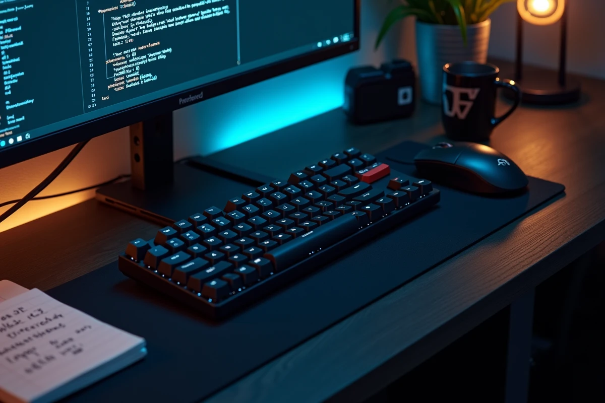 Vue aérienne d'un bureau gaming avec écran affichant une erreur de validation de licence FiveM et notes de dépannage